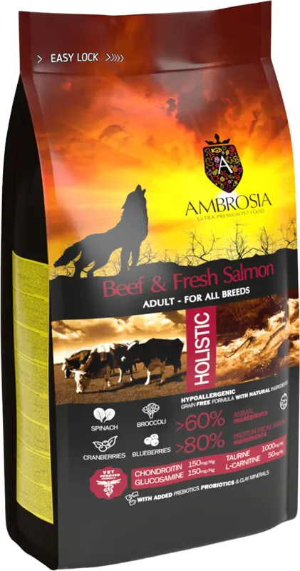 Ambrosia Dog Adult Grain Free Beef & Fresh Salmon