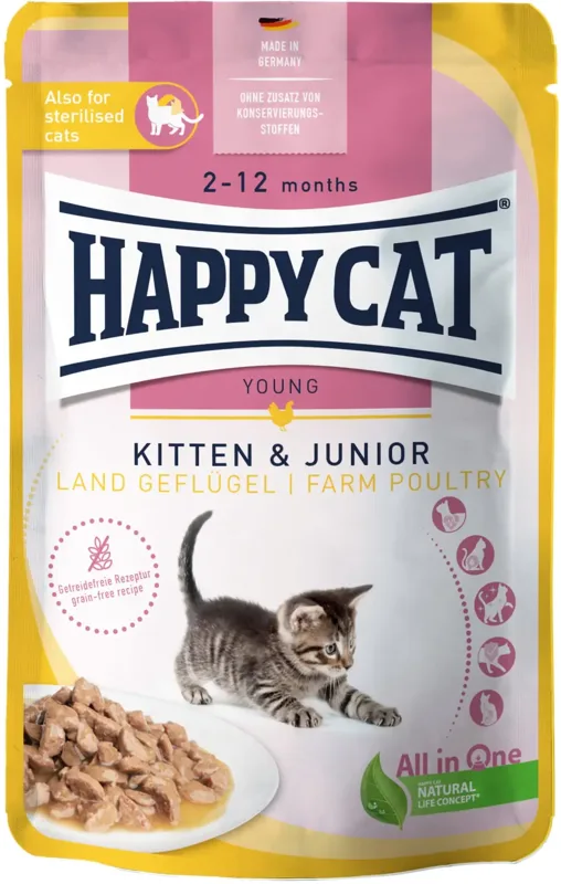 Happy Cat Meat in Sauce Kitten & Junior alutasakos eledel baromfihússal
