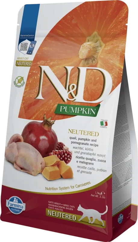 N&D Cat Pumpkin Grain Free Neutered fürjjel, sütőtökkel és gránátalmával