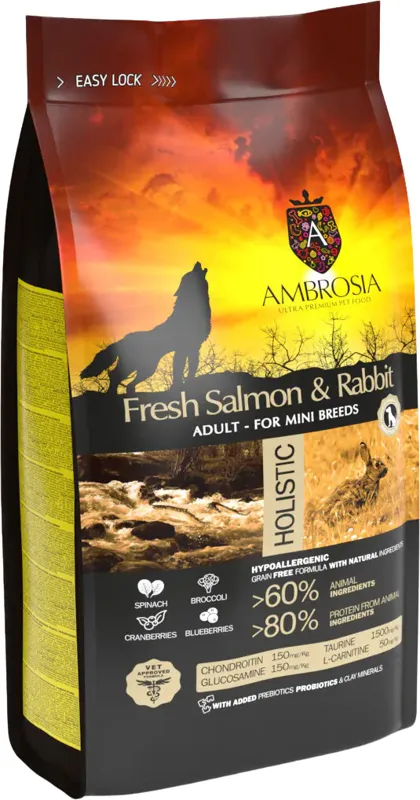 Ambrosia Dog Adult Mini GF Fresh Salmon & Rabbit