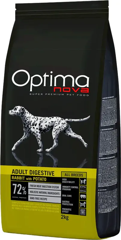 Visán Optimanova Dog Adult Digestive Rabbit & Potato gabonamentes felnőtt táp
