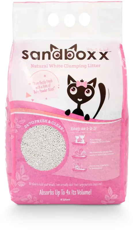 Sandboxx púder illatú ultra csomósodó bentonit macskaalom