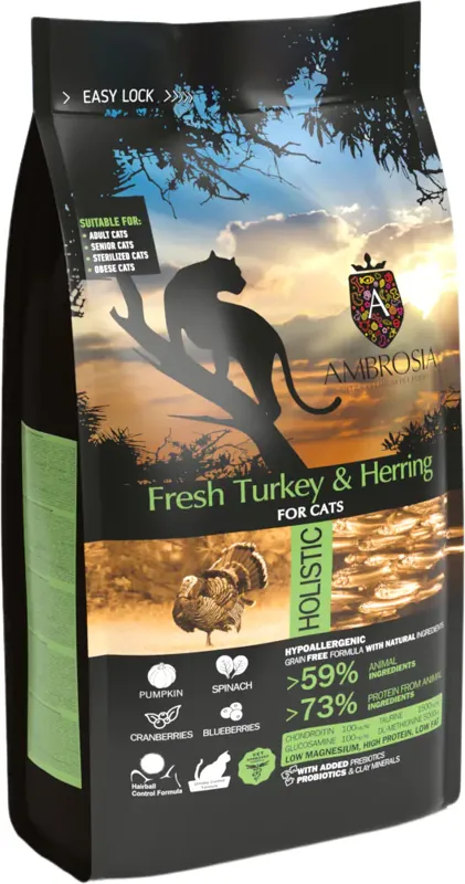 Ambrosia Cat Sterilised Grain Free Fresh Turkey & Herring & Pumpkin