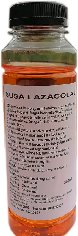 Susa lazacolaj kutyáknak és macskáknak – Omega-3 és Omega-6 zsírsavakkal