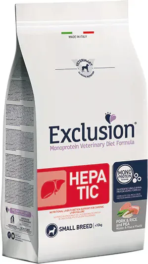 Exclusion Dog Hepatic Pork & Rice Small Breed - Diétás táp kistestű, májbeteg kutyáknak