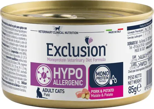 Exclusion Cat Monoprotein Vet Diet Hypoallergenic Pork & Potato konzerv