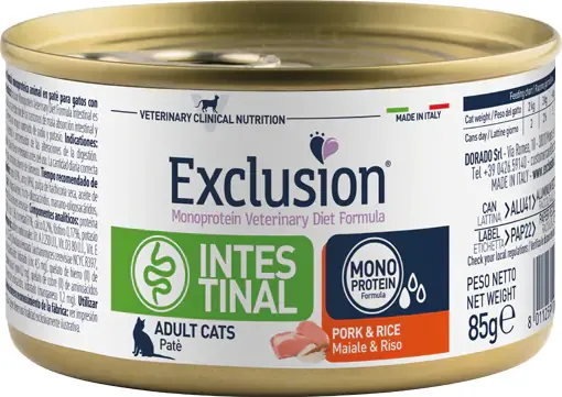 Exclusion Cat Monoprotein Vet Diet Intestinal Pork & Rice konzerv