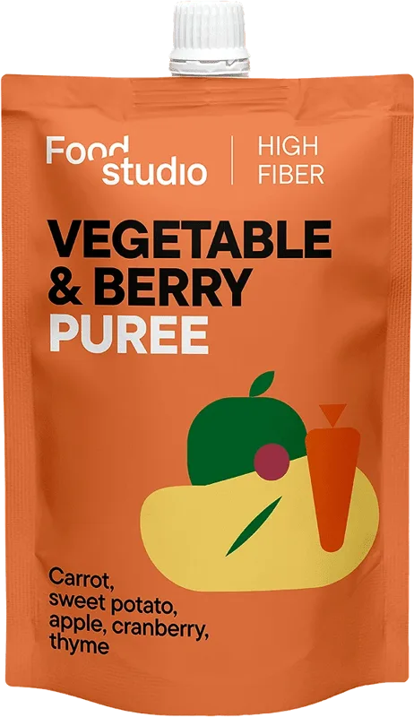 Food Studio zöldség- és bogyósgyümölcs-püré édesburgonyával, almával és tőzegáfonyával kutyáknak
