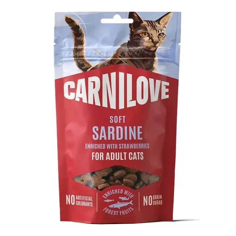 Carnilove szardíniás puha snack macskáknak eperrel