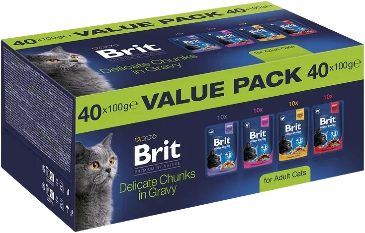 Brit Premium Value Pack - Alutasakos szószos macskatáp felnőtt macskáknak