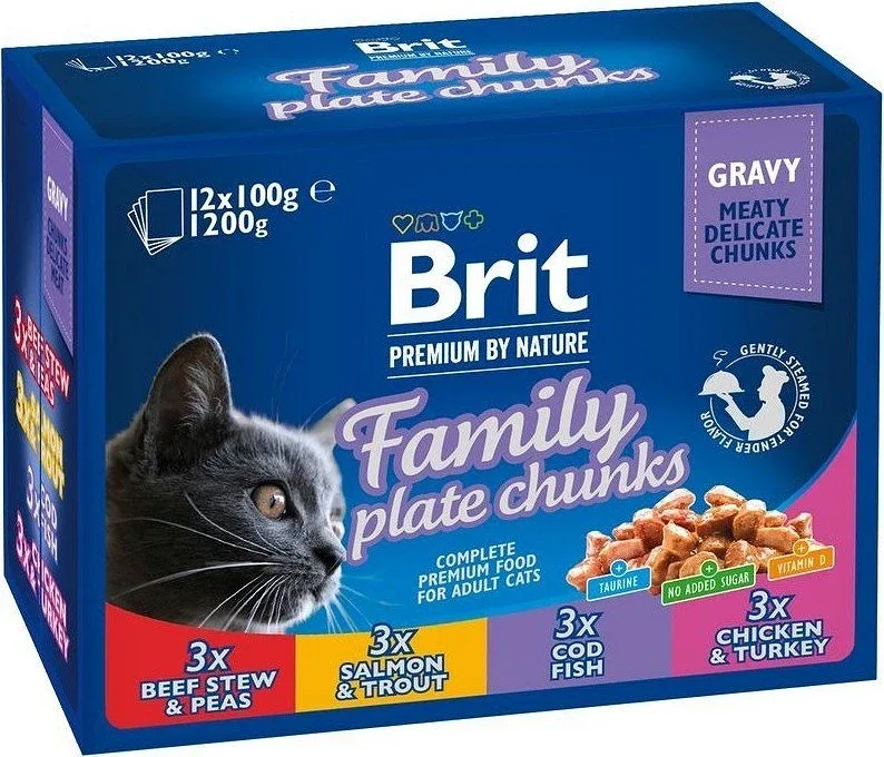 Brit Premium Cat Pouches Family Plate felnőtt macskáknak