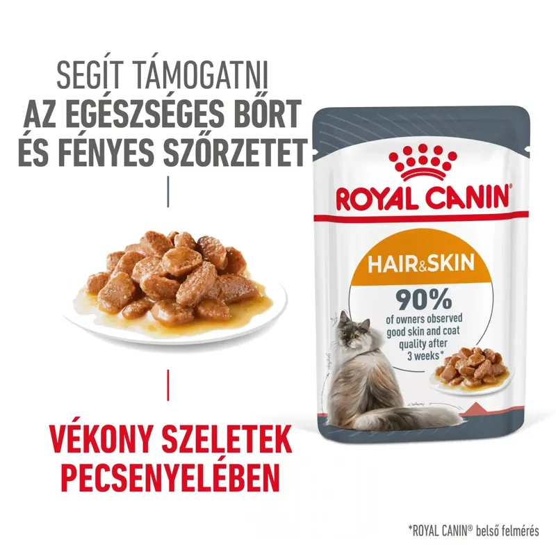 Royal Canin Hair & Skin Care - Szószos nedves táp felnőtt macskák részére a szebb szőrzetért és az egészséges bőrért