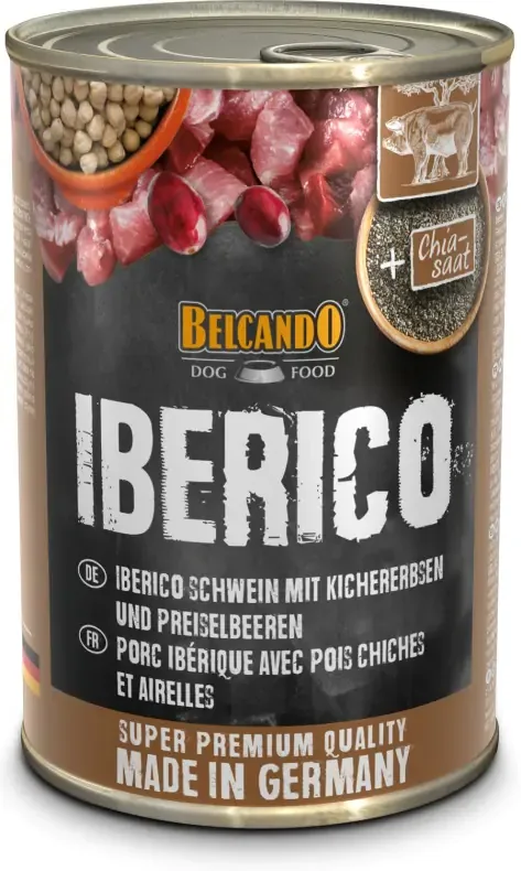 Belcando Iberico sertéshúsos, csicseriborsós és vörösáfonyás konzerv