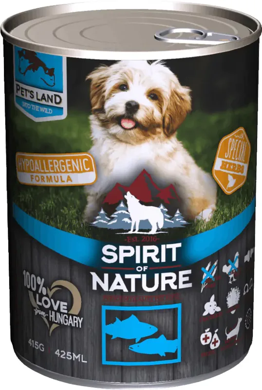Spirit of Nature Dog tonhalas és lazacos konzerv – Hipoallergén kutyaeledel