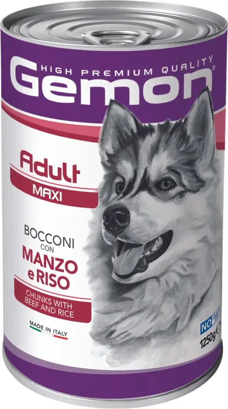 Gemon Dog Maxi Adult Chunks with Beef & Rice konzerv kutyáknak
