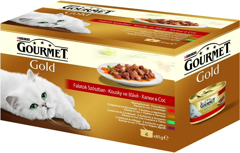 Gourmet Gold falatok szószban nedves macskaeledel - Multipack