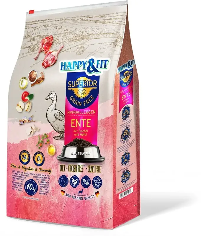 Happy&Fit Superior GF Hypo kacsa, halolaj és alma