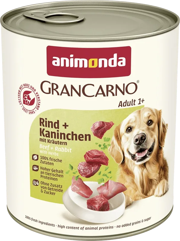 Animonda GranCarno Adult nyúlhúsos, marhahúsos és gyógynövényes konzerv
